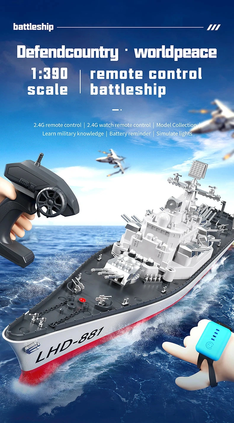 Navy Destroyer RC Boat Conquer the Waves 24G Battleship Model